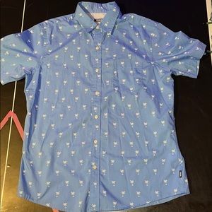 Izod button up t shirt with little palm trees